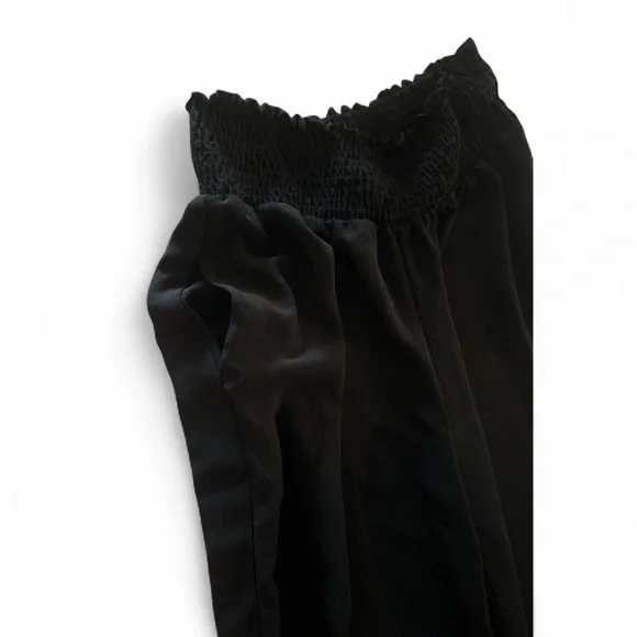 Three Bird Nest Dani Slit Wide Leg Pant Size Large Black Elastic Waistband Flowy - Picture 5 of 13